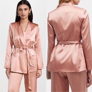 L’AGENCE Everly Wrap Shawl Silk Blazer Rose Tan Sz S
